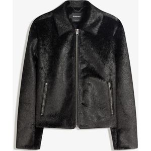 Bershka Jack Met Rits En Imitatiebont Heren S Zwart