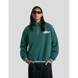 Bershka Sweatshirt Met Korte Rits En Print Heren Xs Groen