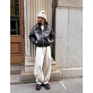 Bershka Balloon Fit Broek Van Synthetische Wol Met Bandplooien Heren M Zand