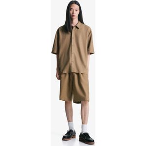 Bershka Losse Fit Joggingshort Van Linnenmix Heren S Kameel