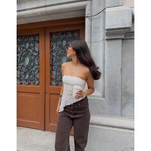 Bershka Kanten Bandeau Top Dames Xs Gebroken Wit