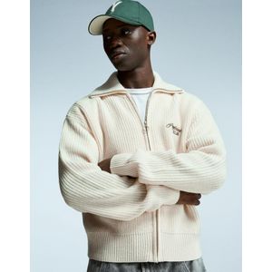 Bershka Jas Met Rits En Borduursel Heren Xl Gebroken Wit