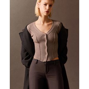 Bershka Ribcord Vest Dames L Zand