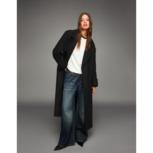 Bershka Oversized Synthetisch Wollen Trenchcoat Dames S Zwart