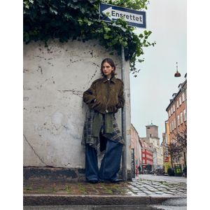 Bershka Leren Jack Van Suède Dames Xs-S Kaki