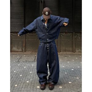 Bershka Denim Overhemd Heren L Marineblau