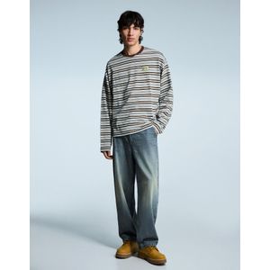 Bershka Skater Jeans Heren 34 Gewassen Blauw