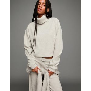 Bershka Ribcord Trui Met Hoge Kraag Dames Xxs Zand