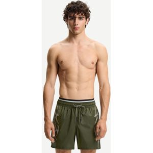 Bershka Zwembroek Met Dubbele Tailleband En Print Heren Xl Groen