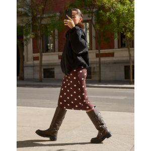 Bershka Midirok Met Print Dames Xs Bruin