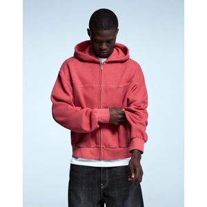 Bershka Cropped Boxy Fit Sweater Met Rits Heren Xl Rood