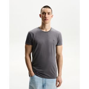 Bershka Geborduurd Roll-Up T-Shirt Met Korte Mouw Heren Xs Grijs