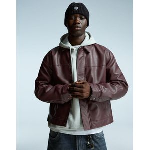 Bershka Leereffect Boxy Fit Jas Heren Xl Bordeaux