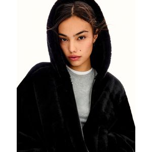 Bershka Jack Van Imitatiebont Met Capuchon Dames L Zwart