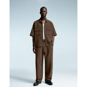 Bershka Tailoring Overhemd Met Korte Mouw Heren Xl Bruin