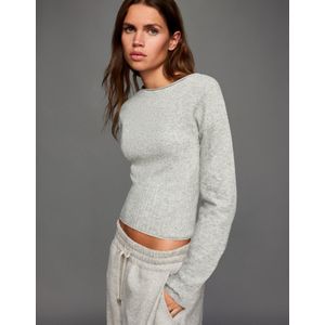 Bershka Trui Met Boothals Dames Xs Grijs