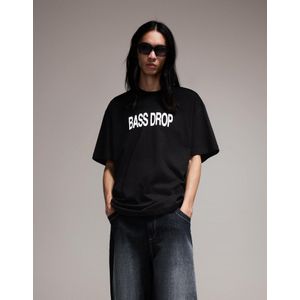 Bershka T-Shirt Met Print En Korte Mouw Heren L Zwart