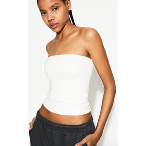 Bershka Strapless Top Dames L Ecru