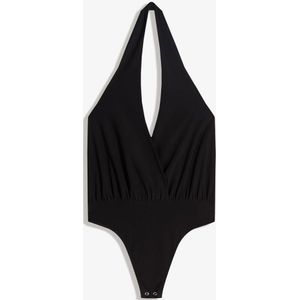 Bershka Gedrapeerde Body Met Halter Dames S Zwart