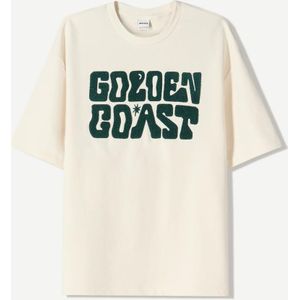 Bershka Velours Sweater Met Korte Mouw En Print Heren Xs Beige