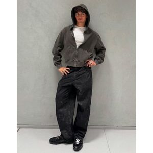 Bershka Piqué Sweater Met Verwassen Effect En Rits Heren Xs Grijs