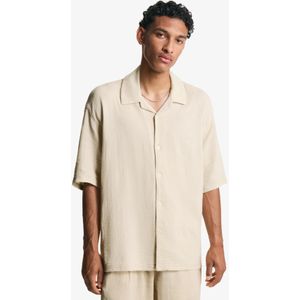 Bershka Overhemd Met Korte Mouwen En Structuur Heren Xs Zand