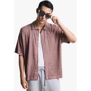 Bershka Opengewerkt Overhemd Met Korte Mouw Heren L Roos