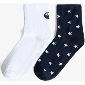 Bershka 2-Pack Sokken Met Print Dames S Wit