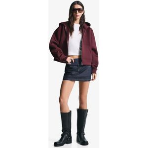 Bershka Oversized Sweater Met Rits En Neopreen Effect Dames L Bordeaux