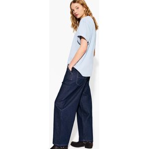 Bershka Oversized T-Shirt Van Zwaar Katoen Met Korte Mouw Dames M Gewassen Blauw