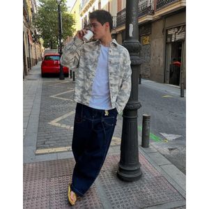 Bershka Ecko Unltd Oversized Denim Overshirt Met Print Heren L Donkergrijs