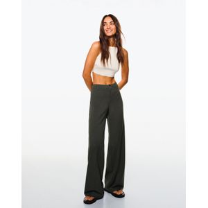 Bershka Wide Leg Broek Dames 36 Kaki
