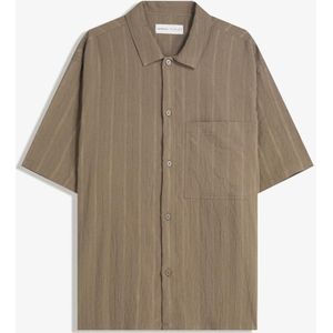 Bershka Gestreept Overhemd Met Korte Mouwen En Structuur Heren Xl Zand