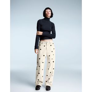 Bershka Oprolbare Baggy Jeans Dames 34 Ecru