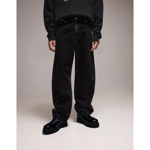 Bershka Baggy Jeans Met Studs Heren 38 Zwart