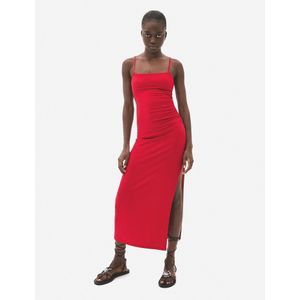 Bershka Midi-Jurk Met Bandjes Dames L Rood