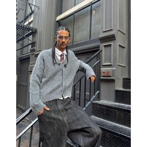 Bershka Tricot Jas Heren Xl Donkergrijs