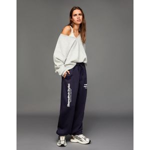 Bershka Sweatstof Joggingbroek Met Print Dames Xxs Marineblau