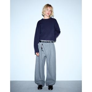 Bershka Oversized Trui Met Ribcord Zoom Dames L Blauw