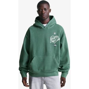 Bershka Sweatshirt Met Print En Verwassen Effect Heren M Groen