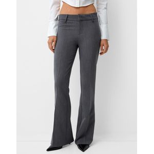 Bershka Tailored Fit Flared Broek Dames 32 Donkergrijs