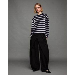 Bershka Oversized T-Shirt Met Lange Mouw En Print Dames Xxs Zwart