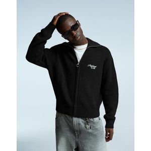 Bershka Jas Met Rits En Borduursel Heren M Zwart