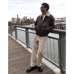 Bershka Barrel Broek Met Print Heren 40 Bruin