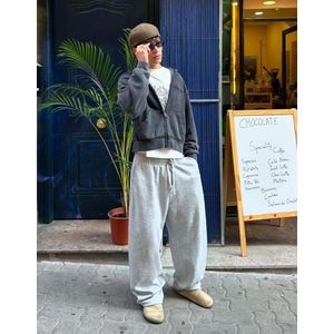 Bershka Cropped Boxy Fit Sweater Met Rits Heren S Grijs