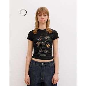 Bershka Jurassic World T-Shirt Met Korte Mouw Dames 10-12 Zwart
