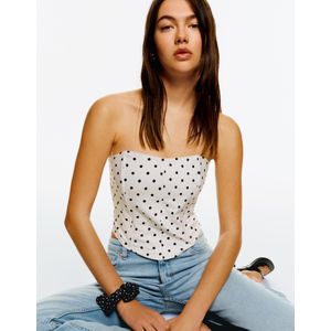 Bershka Korset Bralette Met Stippen Dames M Ecru