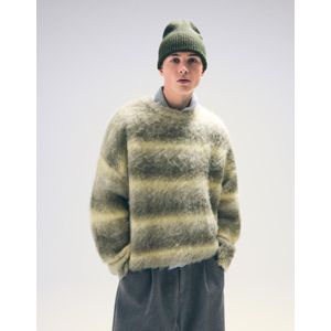 Bershka Meerkleurige Trui Met Geborsteld Effect Heren S Kaki