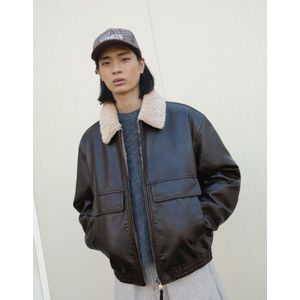 Bershka Jas Met Leereffect Heren S Bruin