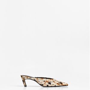 Bershka Leren Instapper Met Hak En Dierenprint Dames 38 Gecombineerd